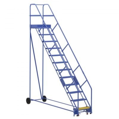 Vestil LAD-12-21-P-EZ 12-Step Perforated Warehouse Ladder w/ Easy Roll (156″ H)