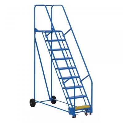 Vestil LAD-9-21-G 9-Step Grip Strut Steel Warehouse Ladder (120″ H)