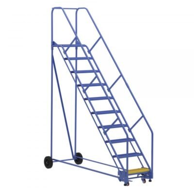 Vestil LAD-10-14-G-EZ 10-Step Grip Strut Warehouse Ladder w/ Easy Roll (130″ H)