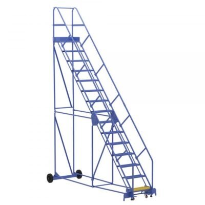Vestil LAD-15-14-P-EZ 15-Step Perforated Warehouse Ladder w/ Easy Roll (186″ H)