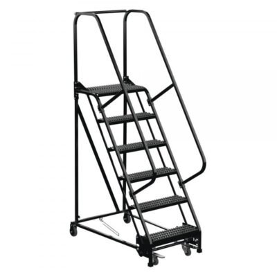 Vestil LAD-PW-26-6-G-ESD 6-Step Grip Strut Steel Warehouse Ladder (ESD Safe, 90″ H)