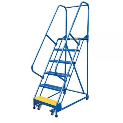 Vestil LAD-PW-18-6-G 6-Step Grip Strut Steel Warehouse Ladder (90″ H)