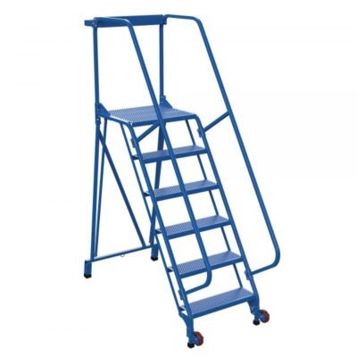 Vestil LAD-TRS-60-6-P 6-Step Perforated Tip-N-Roll Ladder (90″ H, Wide Base)
