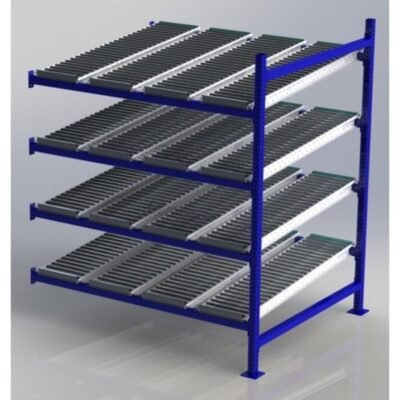 Unex CF99SR60484-A 60in W x 48in D Gravity Flow Roller Rack Adder Unit, 4-Tier