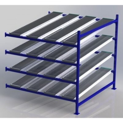 Unex CF99SR72724-A 72in x 72in Gravity Flow Roller Rack Adder Unit, 4-Tier
