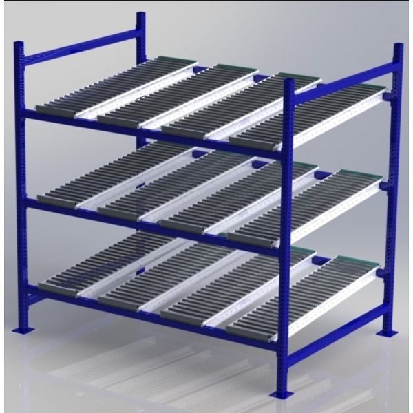 Unex CF99SR72483-S 72in W x 48in D Gravity Flow Roller Rack Starter Kit, 3-Tier