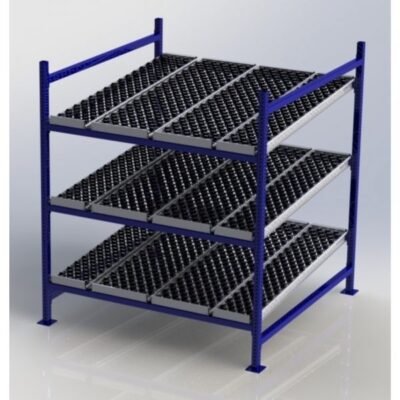 Unex CF99SW60603-S 60in x 60in Gravity Flow Skatewheel Rack Starter Kit, 3-Tier