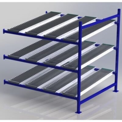Unex CF99SR72603-A 72in W x 60in D Gravity Flow Roller Rack Adder Unit, 3-Tier