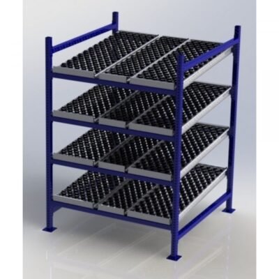 Unex CF99SW48484-S 48in x 48in Gravity Flow Skatewheel Rack Starter Kit, 4-Tier