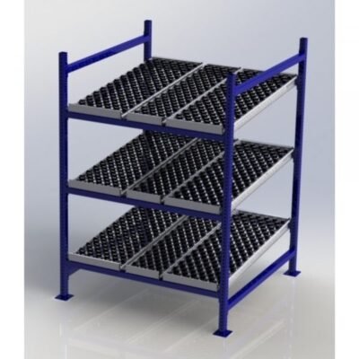 Unex CF99SW48483-S 48in x 48in Gravity Flow Skatewheel Rack Starter Kit, 3-Tier