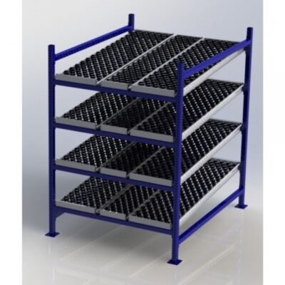 Unex CF99SW48604-S 48in W x 60in D Gravity Flow Skatewheel Rack Starter Kit, 4-Tier