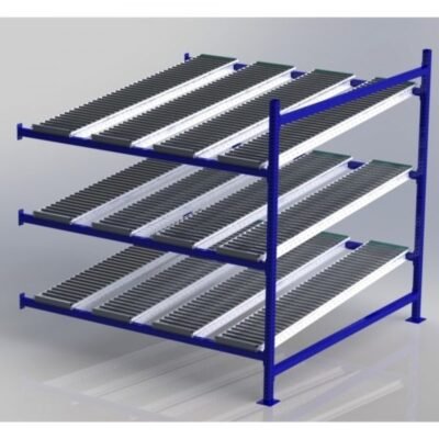 Unex CF99SR72723-A 72in x 72in Gravity Flow Roller Rack Adder Unit, 3-Tier