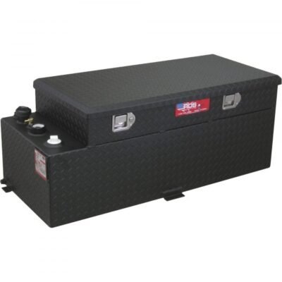 RDS 74026PC Aluminum Transfer Fuel Tank/Toolbox Combo 50 Gal Rectangular Black Diamond Plate