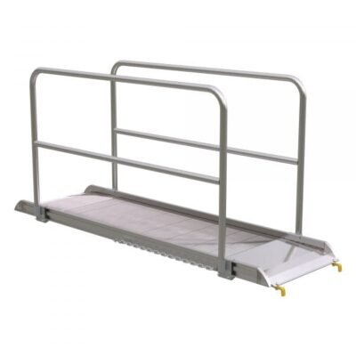 Vestil AWR-28-8B-HR 96in Aluminum Walk Ramp w/ Handrails, 2500 Lb Capacity