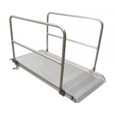 Vestil AWR-38-7A-HR 84in Aluminum Walk Ramp w/ Handrails, 2800 Lb Capacity