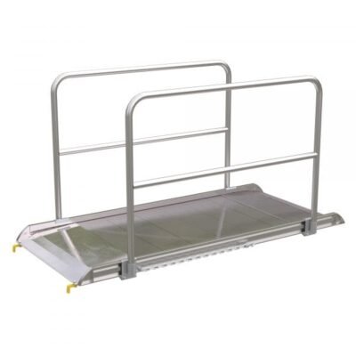 Vestil AWR-38-7B-HR 84in Aluminum Walk Ramp w/ Handrails, 2800 Lb Capacity