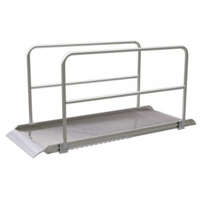 Vestil AWR-38-8A-HR 96in Aluminum Walk Ramp w/ Handrails, 2500 Lb Capacity