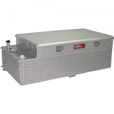RDS 74026 Aluminum Transfer Fuel Tank/Toolbox Combo 50 Gal Rectangular Diamond Plate