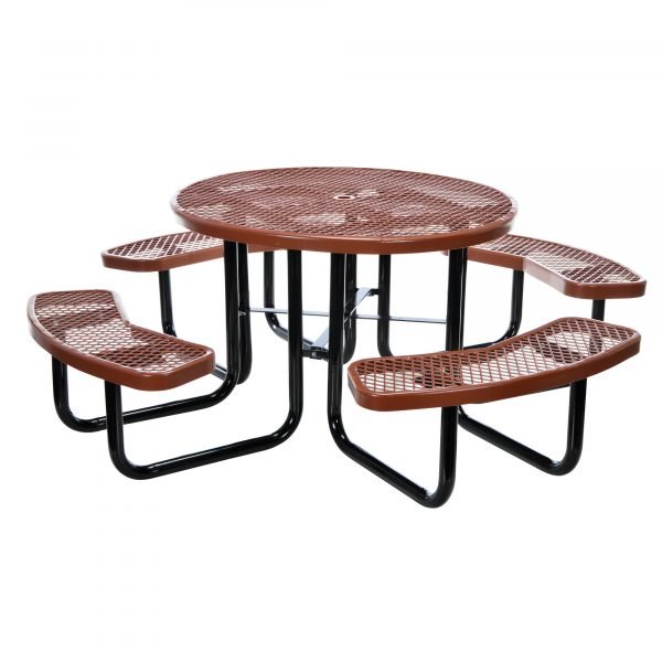 Vestil PT-MX-RT-46-BN Round Picnic Table 46in. Brown 29in. H - Image 2