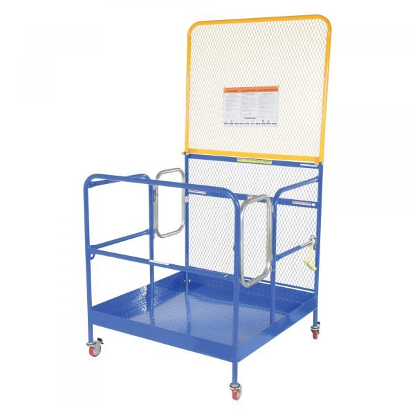 Vestil WP-4848-CA-84B-DD 1000 lb Forklift Work Platform w/ Double Door & 84in Backguard - Image 2