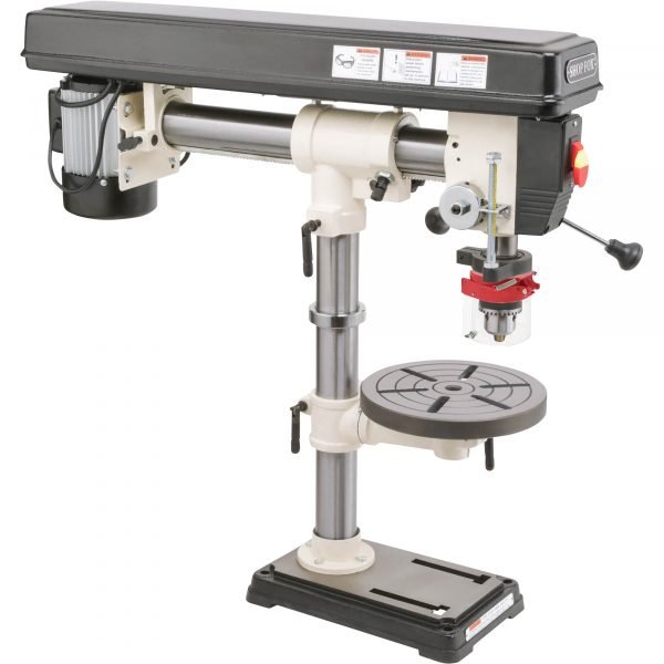 Shop Fox W1669 Radial Benchtop Drill Press - 5-Speed, 17in Swing - Image 2