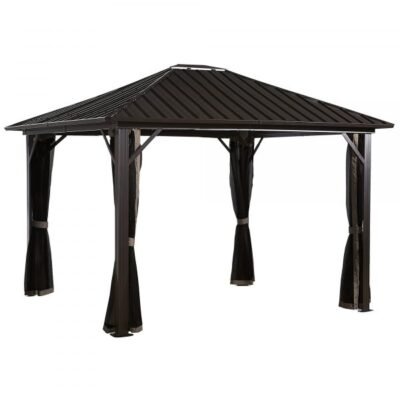 ShelterLogic Sojag Genova II 500-9165050 Gazebo 12x12ft Aluminum Square (Brown)