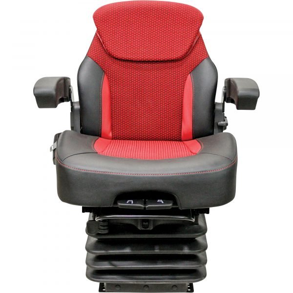 K&M Uni Pro KM 1007 Heavy-Duty Air Suspension Seat 12-Volt Compressor Red/Black - Image 2
