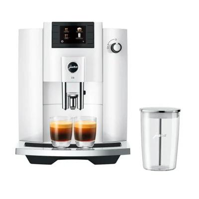 Jura E6 Piano White – Super Automatic Espresso with Carafe