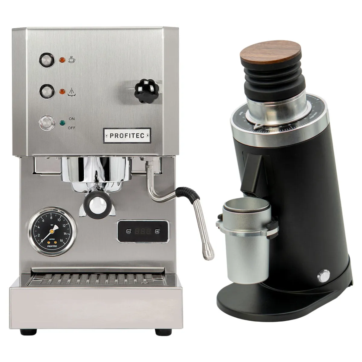 Profitec Go Stainless Steel & DF64 Gen 2 - Grinder Bundle