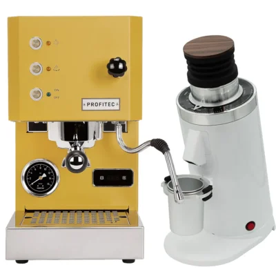 Profitec Go Yellow & DF64 Gen 2 – White Grinder Bundle
