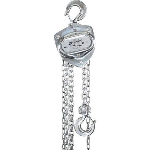 OZ Lifting OZSS010-20CH 1-Ton Stainless Steel Manual Chain Hoist (20 ft Lift)