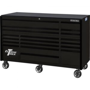 Extreme Tools RX722519RCMBBK-X RX Series 72" 19-Drawer Roller Cabinet, 25"D, Matte Black