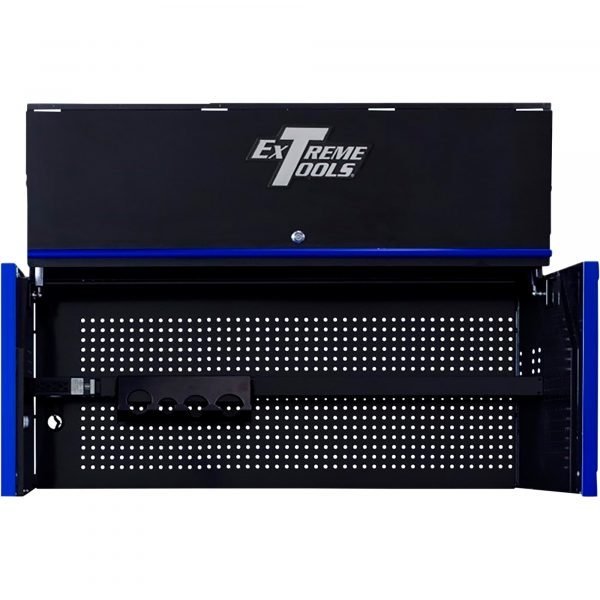 Extreme Tools RX552501HCBKBL 55" Power Workstation Hutch, 25"D, Black/Blue
