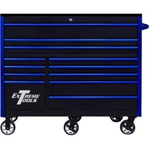 Extreme Tools RX552512RCBKBL-X RX Series 55" 12-Drawer Roller Cabinet, 25"D, Black/Blue
