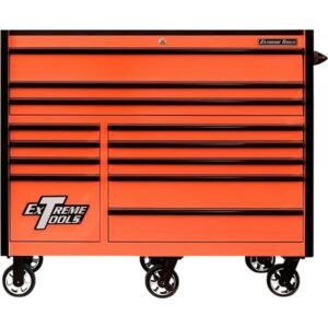 Extreme Tools RX552512RCORBK-X RX Series 55" 12-Drawer Roller Cabinet, 25"D, Orange/Black
