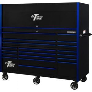 Extreme Tools RX723020HRUK Professional 72" Hutch/Roller Cabinet Combo, Blue/Black