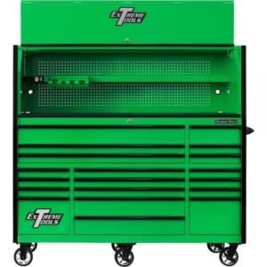 Extreme Tools RX723020HRGK Professional 72" Hutch/Roller Cabinet Combo, Green/Black