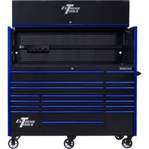 Extreme Tools RX723020HRKU Professional 72" Hutch/Roller Cabinet Combo, Black/Blue