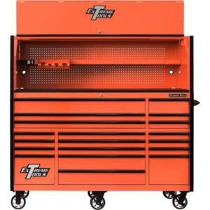 Extreme Tools RX723020HROK Professional 72" Hutch/Roller Cabinet Combo, Orange/Black