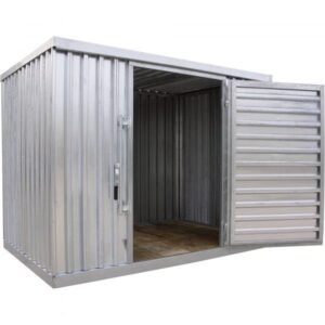 Vestil STOR-912-G-W-1RH 155"L x 110"W Galvanized Outdoor Storage Building