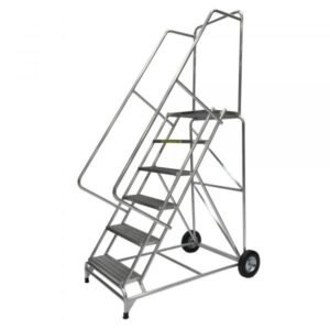 Ballymore 6-Step Aluminum Rolling Ladder Grip Strut Tilt-Roll (87in H)
