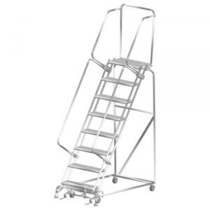 Ballymore SS082428P Stainless Steel Rolling Ladder 8 Steps 113-inch Height Perforated Treads