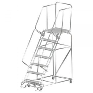Ballymore SS073221P Stainless Steel Rolling Ladder 7 Steps 103-inch Height Perforated Treads