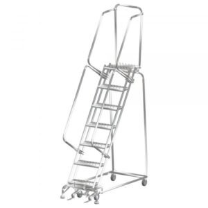 Ballymore SS072414G Stainless Steel Rolling Ladder 7 Steps 103-inch Height Grip Strut Treads