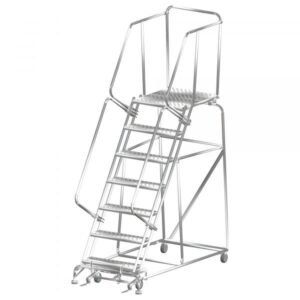 Ballymore SS073228G Stainless Steel Rolling Ladder 7 Steps 103-inch Height Grip Strut Treads