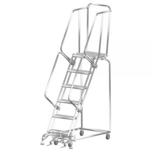 Ballymore SS062414P Stainless Steel Rolling Ladder 6 Steps 93-inch Height Perforated Treads