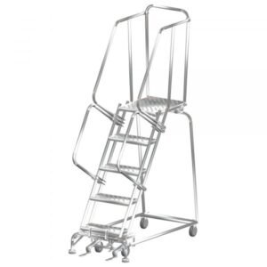 Ballymore SS052421G Stainless Steel Rolling Ladder 5 Steps 83-inch Height Grip Strut Treads