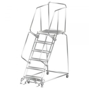 Ballymore SS063228G Stainless Steel Rolling Ladder 6 Steps 93-inch Height Grip Strut Treads