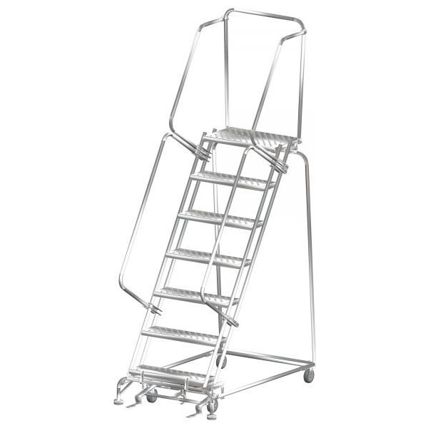 Ballymore SS073214G Stainless Steel Rolling Ladder 7 Steps 103-inch Height Grip Strut Treads