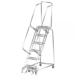 Ballymore SS062414G Stainless Steel Rolling Ladder 6 Steps 93-inch Height Grip Strut Treads